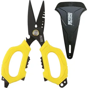 Fishing 6.5" Pro Fishing Shears Dual Serrated , Fishing ed Line  with Titanium Coating, Non-Slip Grip & Multifunction Tool, Includes Hard Molded Locking Sheath
