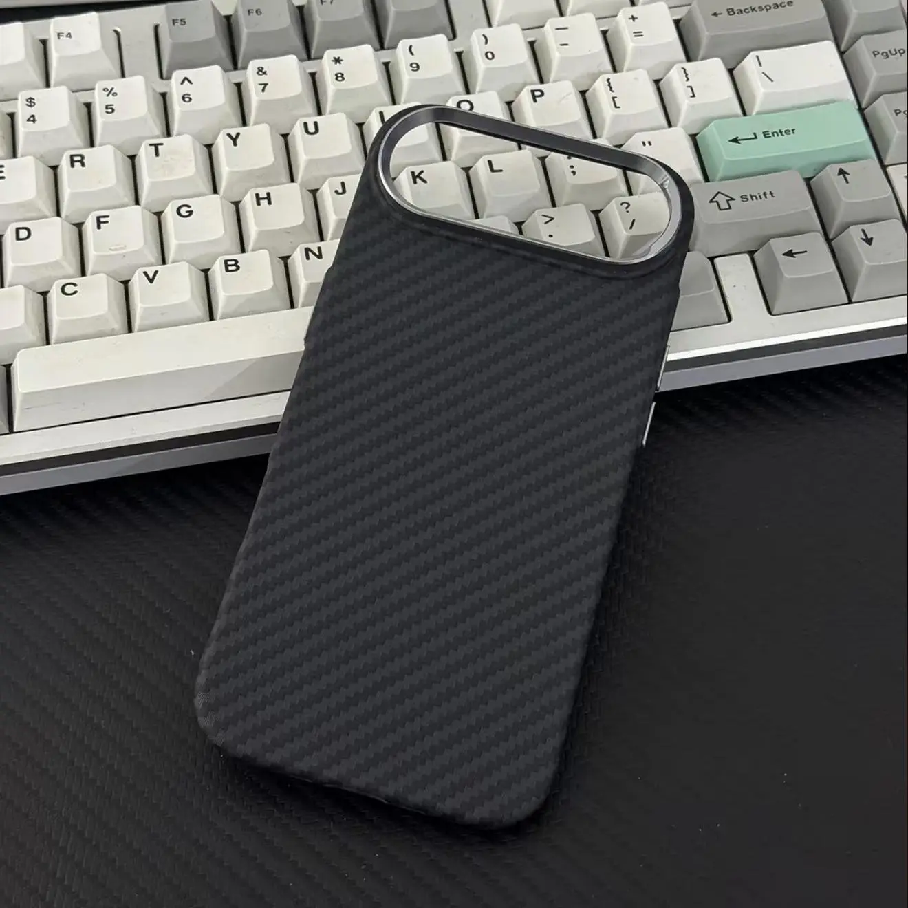 Magnetic Carbon Fiber Texture Phone Case for iPhone 17 Pro Max - Kevlar-PC Matte Finish, Metal Lens Ring, Drop-Resistant Hard Protective Cover for Apple 16 Pro, 15 Pro, 14 Pro Max, and 13 Pro