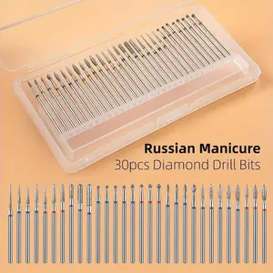 30Pcs Hypoallergenic Diamond Nail Drill Bits Set, Carbide Cuticle Drills for Dead Skin Removal, Manicure Tools Kit, Nail Care Tool