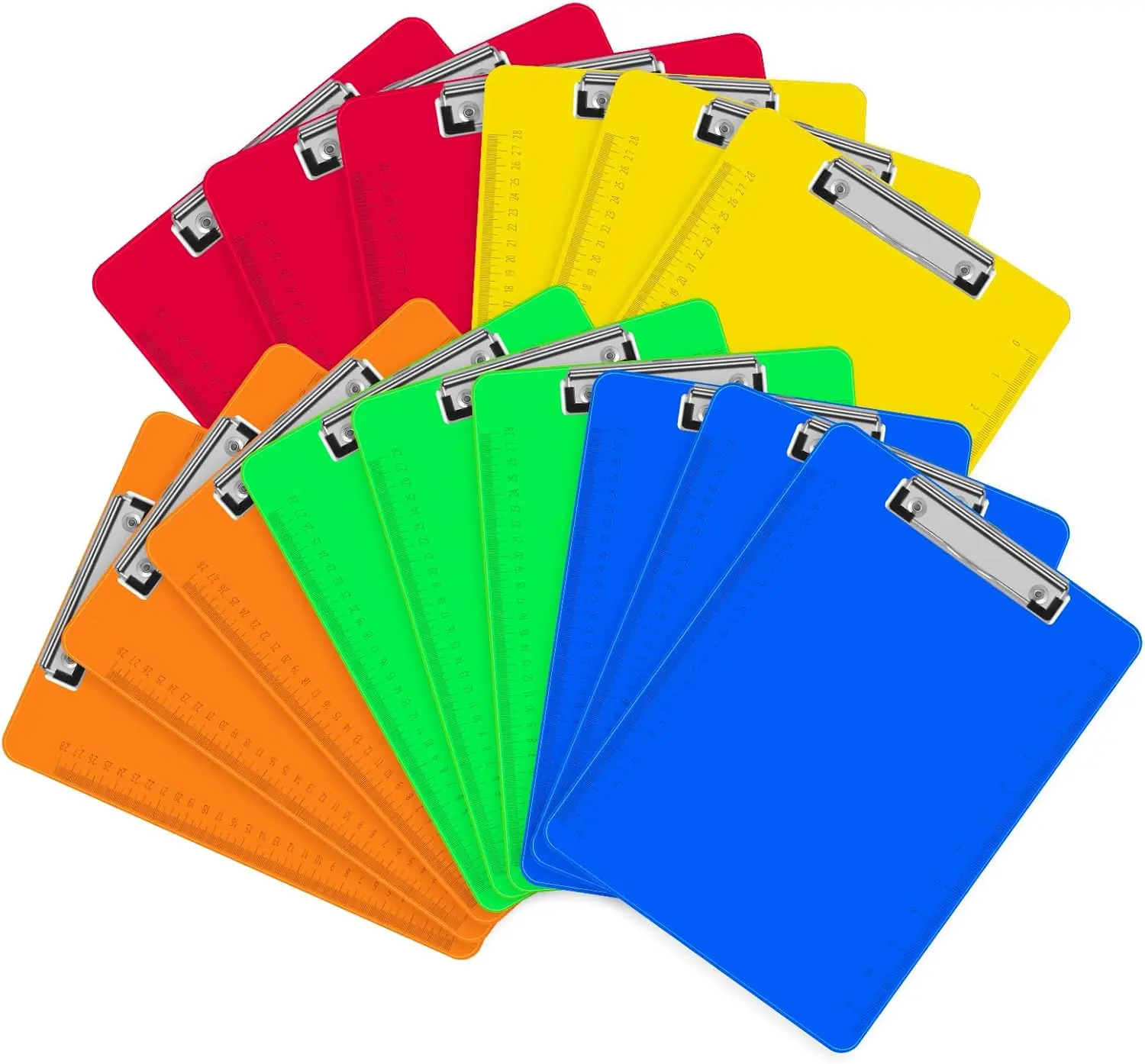 15 Pack Plastic Clipboards, Assorted Color, A4 Letter Size, 12.5 x 9 Inch
