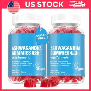 Ashwagandha Gummies 2000mg, Organic Ashwagandha Gummies, Sugar Free, Vegan Ashwagandha Supplement, Ashwagandha Root Extract, Vitamin D3, Vitamin B12, Turmeric, Mixed Berry Flavor, Stress Support, Mood Support, Immune Support, 120 Count, Adults