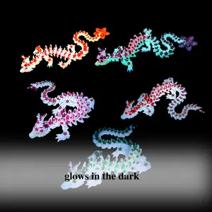 3D Printed Cherry Blossom Crystal Dragon, Fully Articulated Dragon Figurine, Perfect for Display and Gifting (Glow-in-the-Dark Option Available)r，Anniversary gift Decor Sculpture Decoration Ornaments Cute valentine christmas gift unique mannequin head
