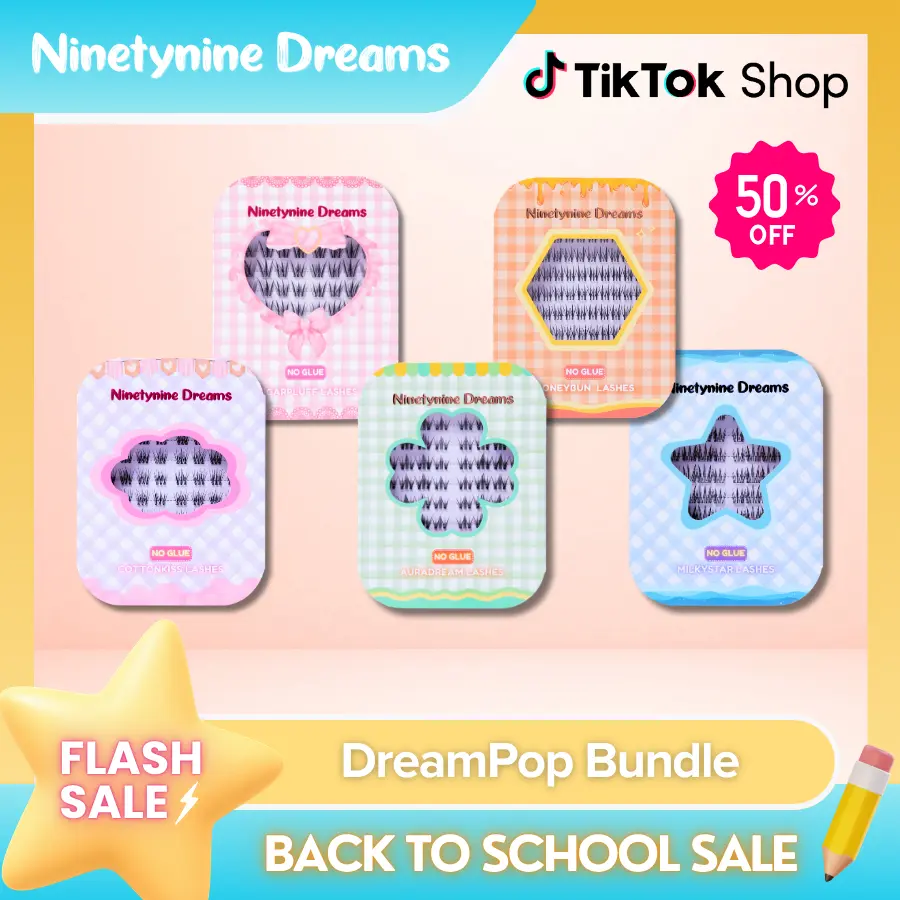 Ninetynine Dreams DREAMPOP [NO GLUE] Self-Adhesive Lashes Bundle (5 Styles)| Press-On Eyelash Clusters, Ultra-Thin Self-Adhesive Jelly Band - Beginner Friendly Lightweight Easy Apply DIY Individual False Eyelashes, Must-Have Trending Best Selling Gift Set