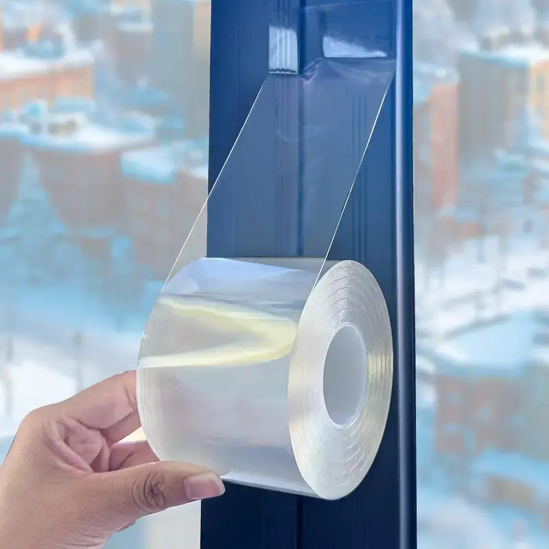 Sided Transparent High-ollision Dustproof Viscosity No-Sew Sealing Tape, 2 in x 33 FT Anti-CWaterproof Windproof Long-Lasting Sticky No-Residue Tape for Glass Doors & Windows Repair & Craft, No-Sew Sealing Tape