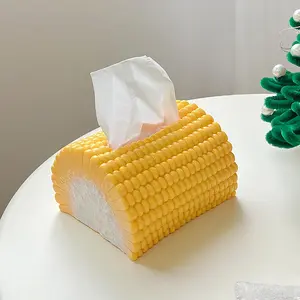 Corn-Yellow Rectangular Tissue Box Cover - A stylish cube-shaped tissue box cover, perfect for vanities, toilet tanks, dressing tables, nightstands, desks, countertops, offices, and cars.