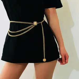 1pcs Western Metal Belt,Multilayer Metal Waist Chain Dress Belts Metal Belt for Women, Trendy Exquisite Belt