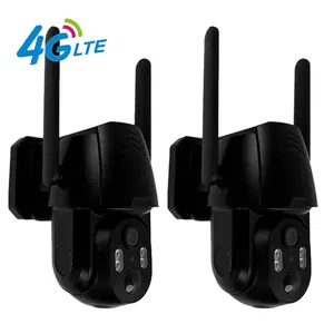 2-Pack Solar LTE Outdoor Security Camera with Solar Panels, 4G LTE Cellular Trail Camera with Night Vision, 360° Live Video, PIR Motion Alerts to Phone, 2.7K Color, Remote Access for Farm/Jobiste,  2-Way Audio,Includes 4G Data Card ( Free 7days Data)