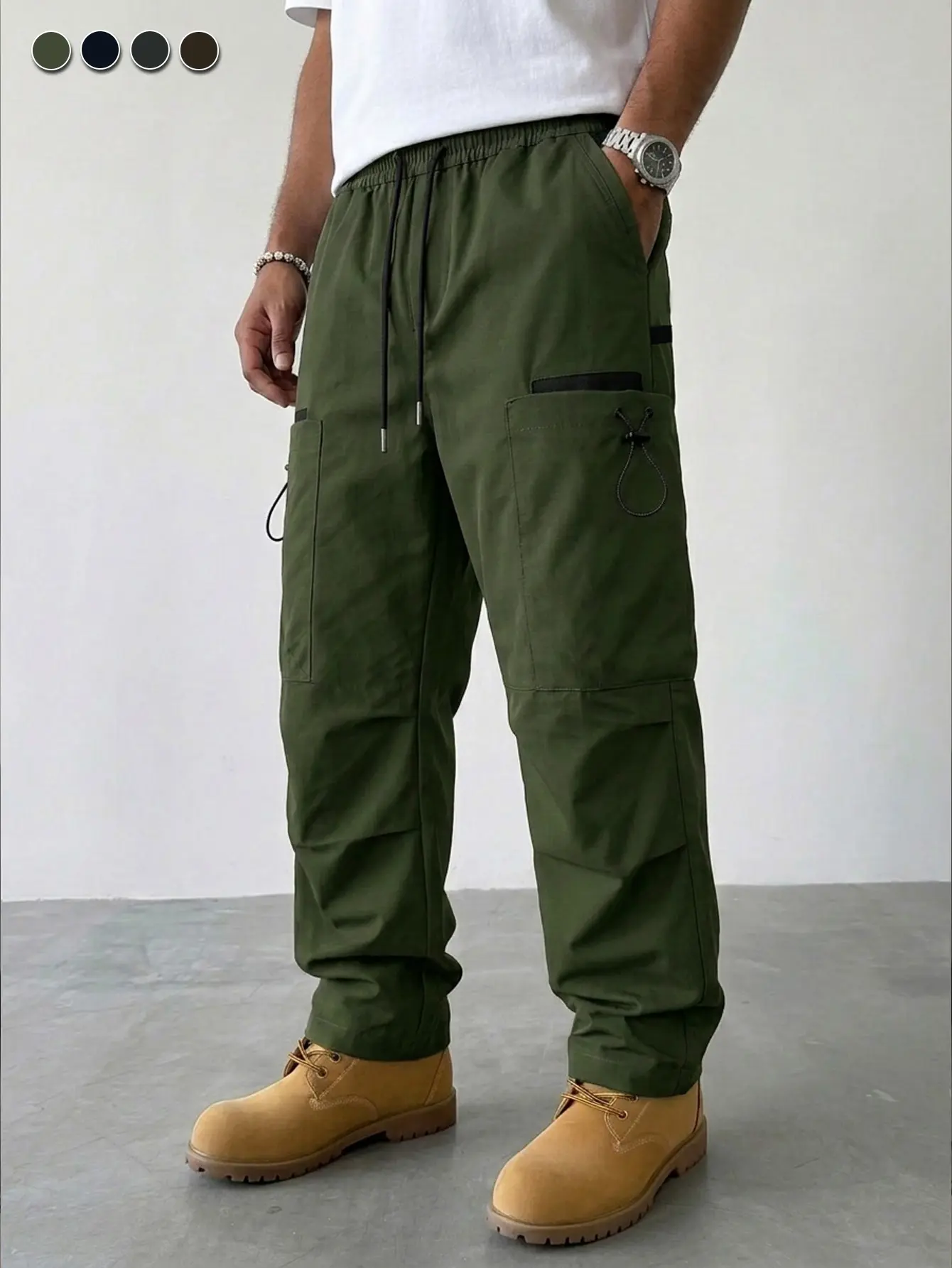 Men’s cargo pants available in multiple colors Classic army green tone Functional workwear style Durable and comfortable Suitable for casual streetwear
