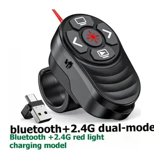 Rechargeable Finger Ring Page Turner with Bluetooth + 2.4 GHz Dual Mode Screen Mirroring for Meetings and Presentations Wearable Device