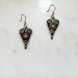 Orange Heart Knot Earrings