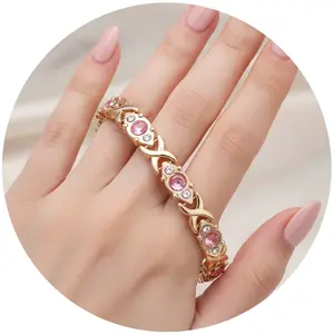 Magnetic Bracelets for Women 18k Gold with Silver with Link Remove Tool Included 7.5"-8.5" Adjustable Women's Bracelet, 7.8 Inch Fashion Alloy Crossover Chain, Adjustable Gift Jewelry for Her​