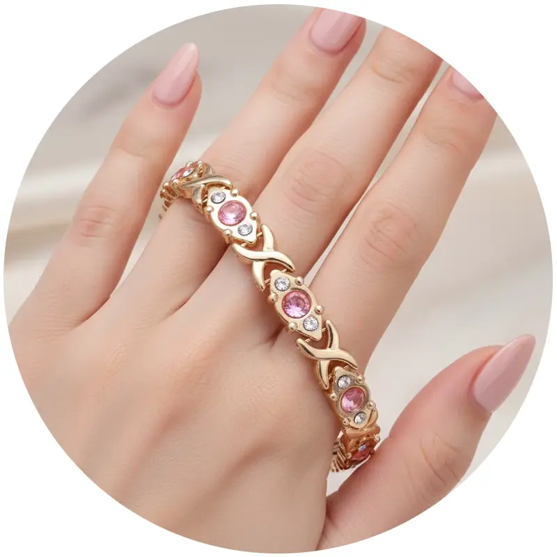 Magnetic Bracelets for Women 18k Gold with Silver with Link Remove Tool Included 7.5"-8.5" Adjustable Women's Bracelet, 7.8 Inch Fashion Alloy Crossover Chain, Adjustable Gift Jewelry for Her​ money attraction
