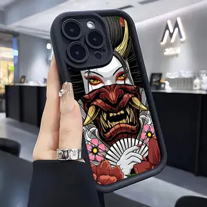 Phone Case - Phone Case Featuring a Japanese Oni Mask And Samurai Design, Compatible with for iPhone 17 E Air Pro ProMax iPhone16 15 14 Plus 13 12 Mini 11 X XS XR, Offering Shockproof Protection with a Soft TPU Back Cover