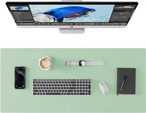 Large Desk Pad Gaming Mouse Pad, Dual-Sided PU Leather PC Keyboard Mat, Desk Mat for Office Accessories and Supplies, Non-Slip, Waterproof