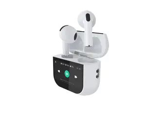 TWS Wireless Headset, 1.3 TFT Full-Color Touch Screen, Bluetooth 6.0, 13mm Bass Drivers, 30mAh Earbud Battery, 300mAh Charging Case, Audio Support, Not Water Resistant for Music & Phone Calls Electronic Earphones White
