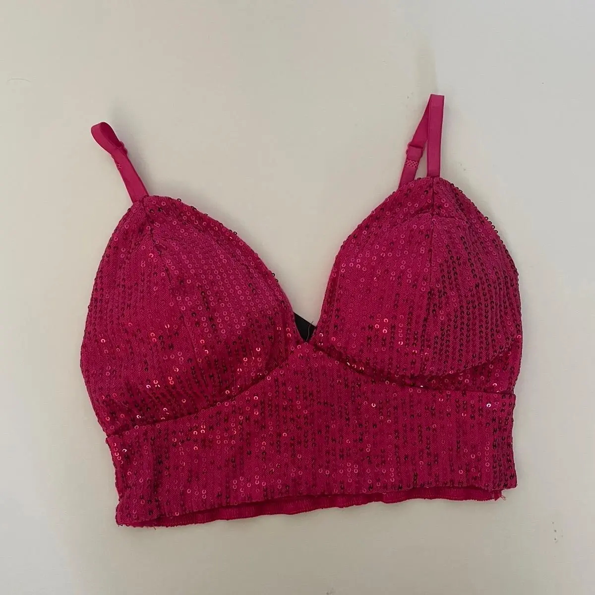 Mia Top Fuchsia Sequin Woman Strapless Top in Vibrant Fuchsia Color with Sparkling Sequins