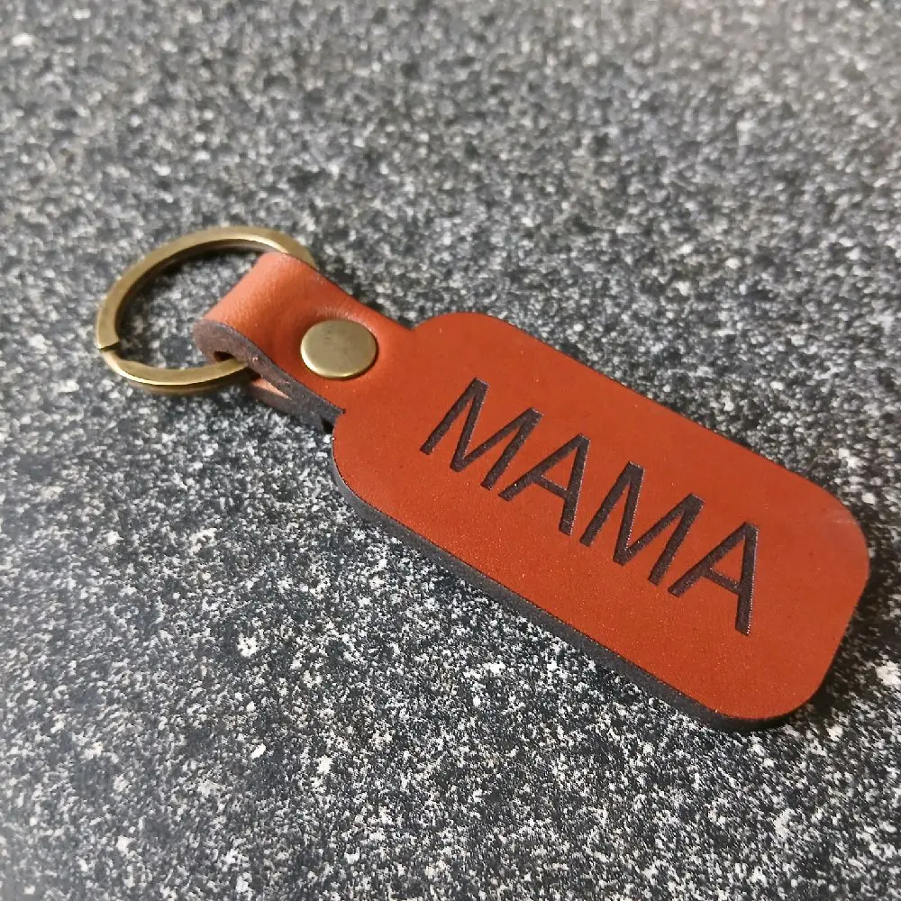 MAMA Leather Keychain - Personalized Gift for Moms, Brown Color, Durable Design, Perfect for Key Storage