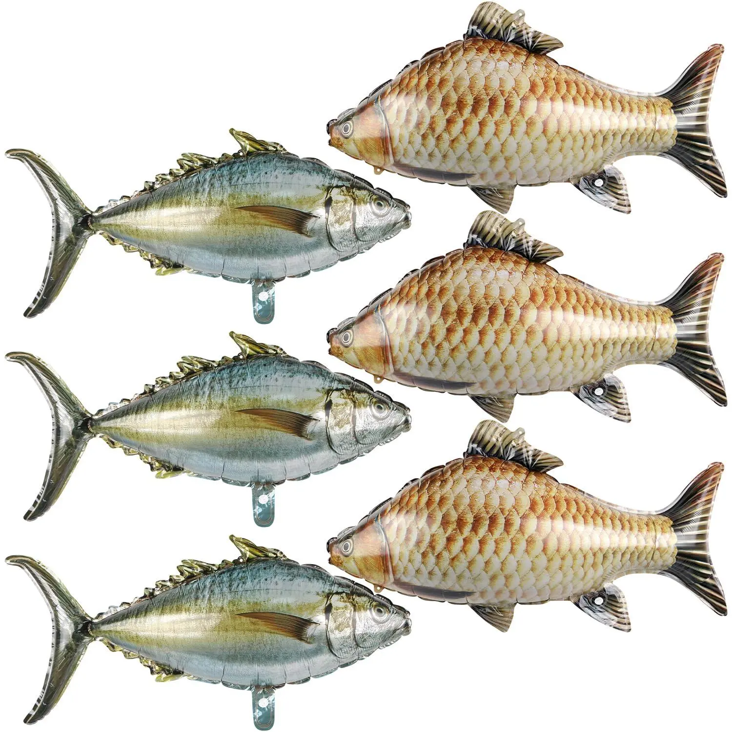 6 Pcs Fish Balloons,Inflatable Realistic Carp Tuna Fish Balloons For Gone Fishing Party Decorations O-Fishally One Fishing Themed Birthday Baby Shower Father'S Day Party Supplies