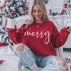 (Sale Off Up To 50%) Merry Sweatshirt | Christmas Sweatshirt, Cozy Holiday Crewneck, Festive Xmas Sweatshirt, Holiday Gift for Her, Womens Christmas Shirt, Full Color, For Men, For Women, Casual, Classic Fashion, Tee Print, Sweatshirt, Hoodie