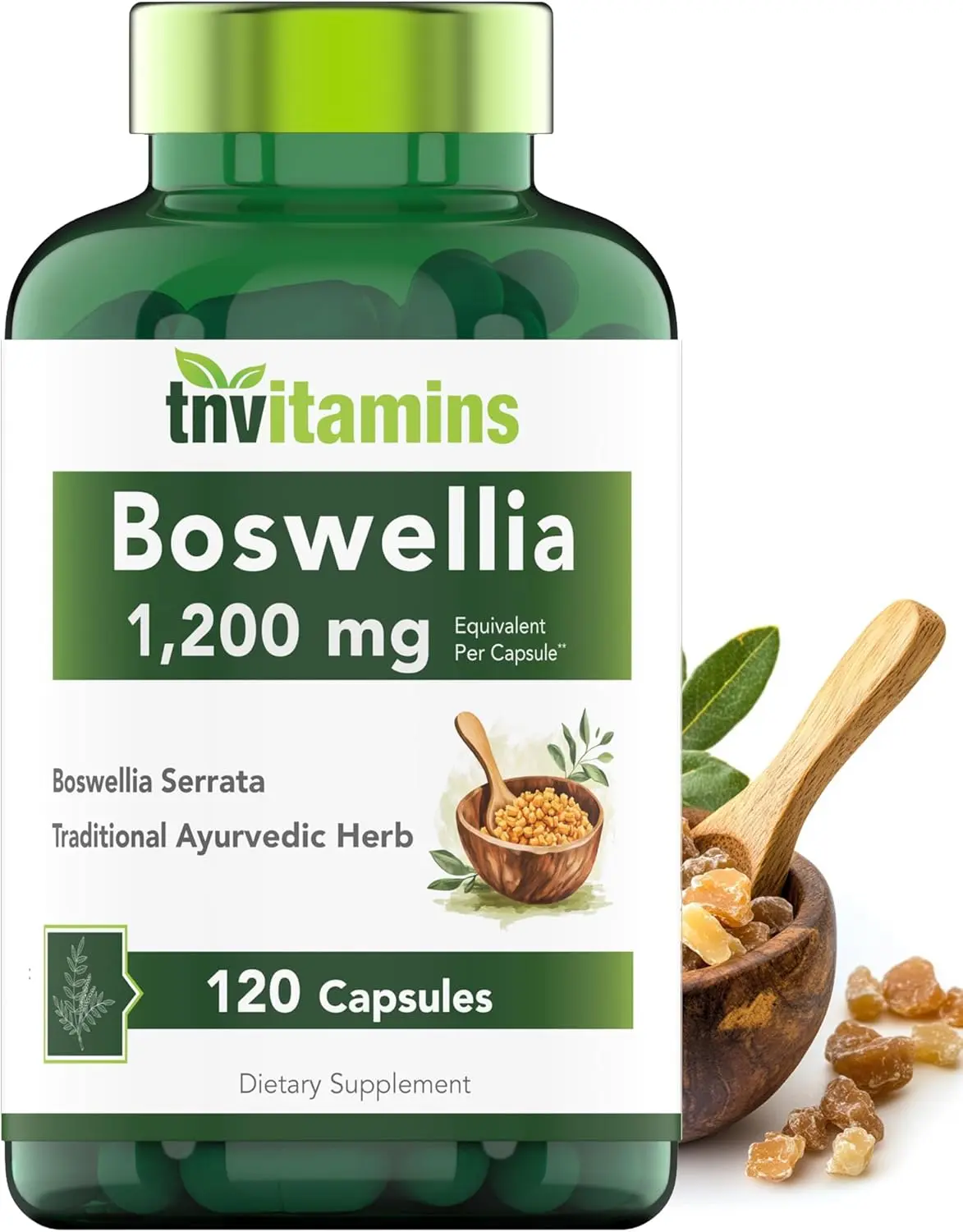 tnvitamins Boswellia Serrata Herbal Extract Capsules | 1200 MG/Capsule (120 Capsules) | Joint Support Supplement* | Ayurvedic Herb: Indian Olibanum/Frankincense