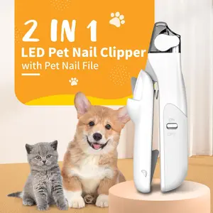 2 IN 1 Pet Nail Clipper, with LED Light for Pet with the light Nails,Precise Cat & Dog Nail Trimmer For Safe