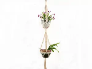 Two tiered macrame plant hanger