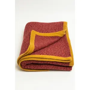 Red-100% Pure Cashmere Reversible Luxury Blanket Travel Throw