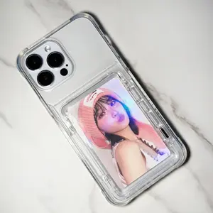 Clear Transparent Photocard Holder Flip Open Cardholder Phone Case iPhone 11/12/13/14/15/16/16e Plus Pro Max