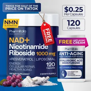 120 x 1000mg Liposomal NAD+ Capsules Resveratrol - Liposomal Nicotinamide Riboside, Quercetin, Vitamin B3 NAD+ Supplement for Women and Men - Anti-Aging, Boost Focus and Energy - Advanced Cellular Renewal NAD Booster Supplement Powder 120 Capules