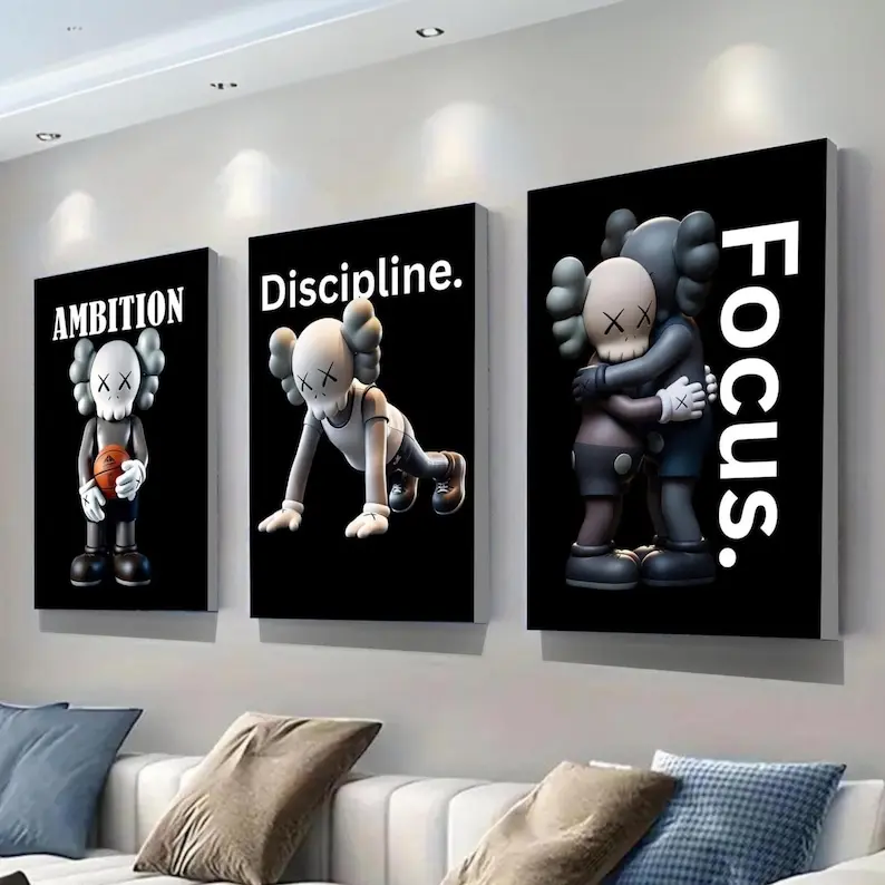 KAWS Poster Set of 3: Hypebeast Wall Art and Minimalist Graffiti