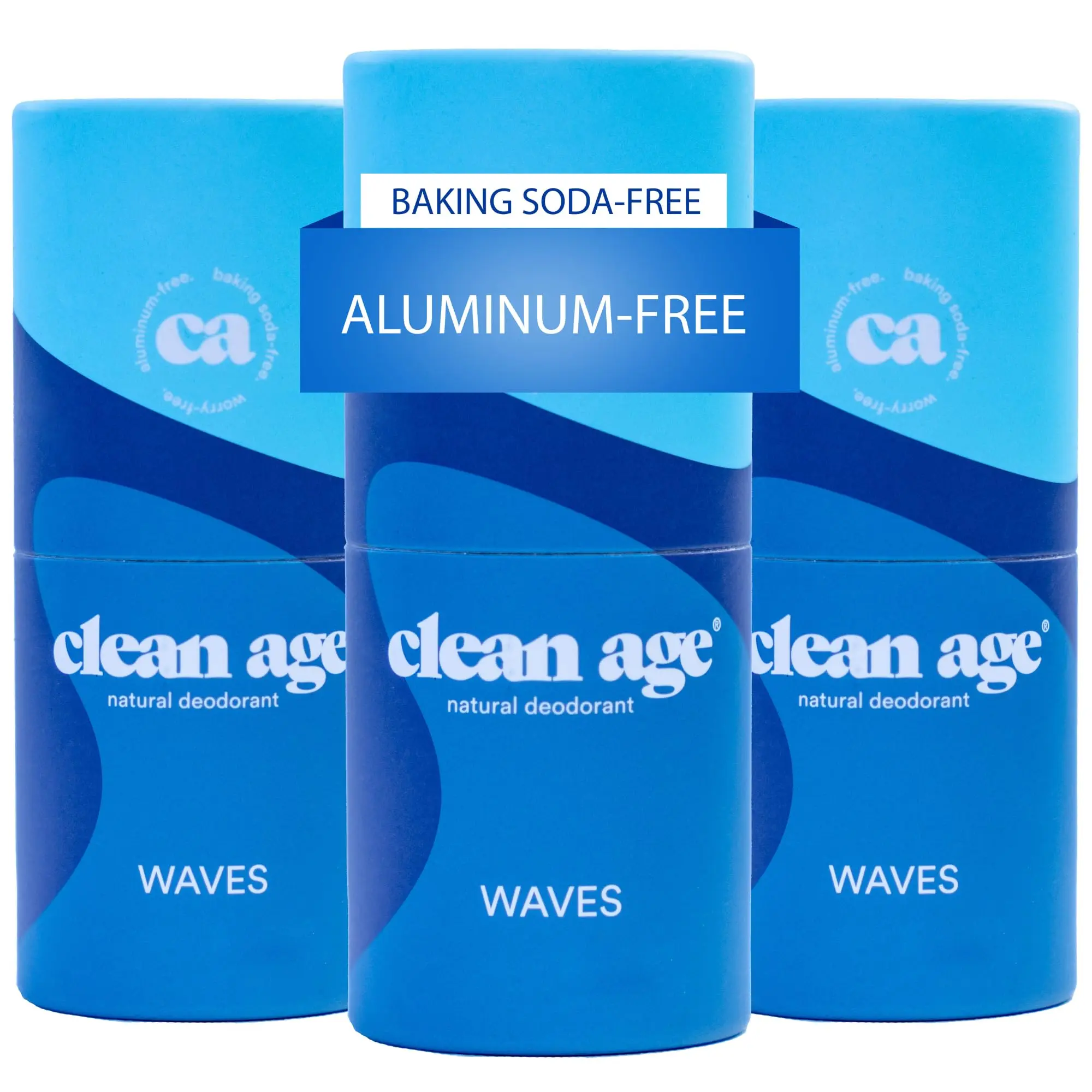 Clean Age Teen Deodorant - Aluminum-Free Waves Scent - 2 oz Stick (Pack of 3) - Paraben-Free Deodorant - Made with Natural Ingredients - Gender-Inclusive