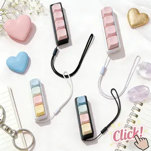 Trending Creamy Colorful Mini 4 Key Keyboard Fidget Toy – 4 Button Mechanical Style Clicker with Satisfying Tactile Feedback, Stress Relief Sensory Toy for Adults, TikTok Popular Desk Accessory