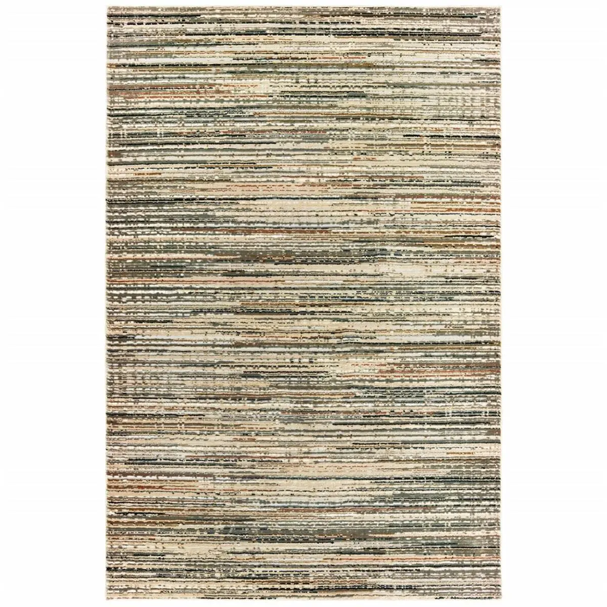 HomeRoots 384232 Soft High-Low Textured Abstract Lines Polyblend Fiber Indoor Area Rug - 3x6ft Size, Neutral Tones, Casual Living Room, Ivory Sage