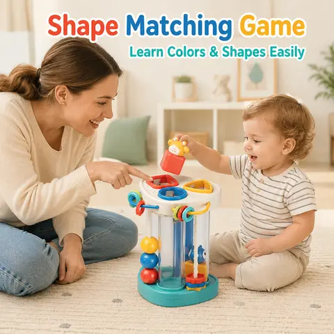 Mimiblooms Geometric Shape Sorter Toy Set - Built-in Sound Effects, Unisex 0-3 Years Toddler Playset, Multi Activity Learning Playset, Preschool Development Kit, Fine Motor Skill Training Parent-Child Game