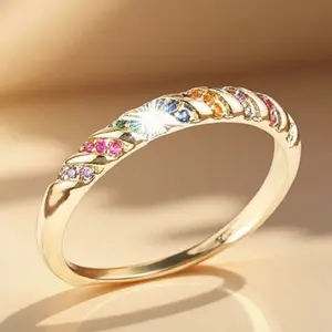 Minimalist Colorful Dopamine Cute Ring - Engagement, Wedding, Anniversary, Birthstone Ring for Girls, Students & Women High-Quality Daily Casual Jewelry Valentine's Day Christmas Gift Suitable