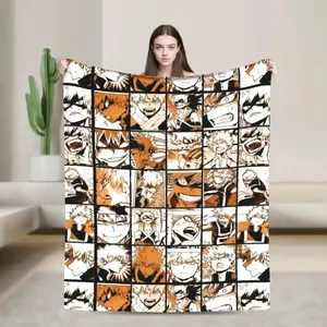 My Hero Academia Bakugo Katsuki Blanket Ultra Soft Flannel Fleece Cozy Super Warm Bedroom Couch Sofa Bedding Throw Decor Birthday Gift Christmas Gift for Anime Fans Teens Men Women Kids Explosion Murder God Style