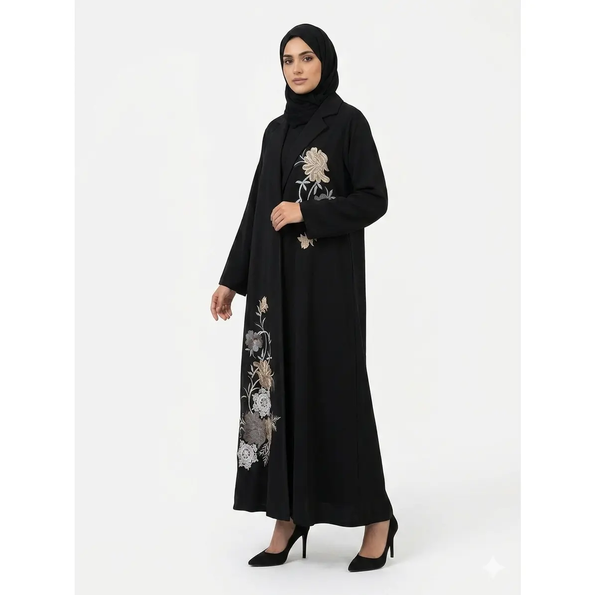Soraya Lapel Floral Blazer Abaya