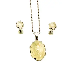 Elegant Natural Untreated Citrine Gemstone Locket Set