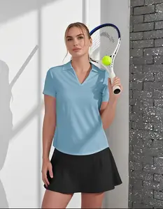 Women's Sporty Polo Top Breathable V-Neck Activewear Lightweight & Easy-to-Wear for Gym or Casual Summer Style Daily Wear Athletic Workout Clothing