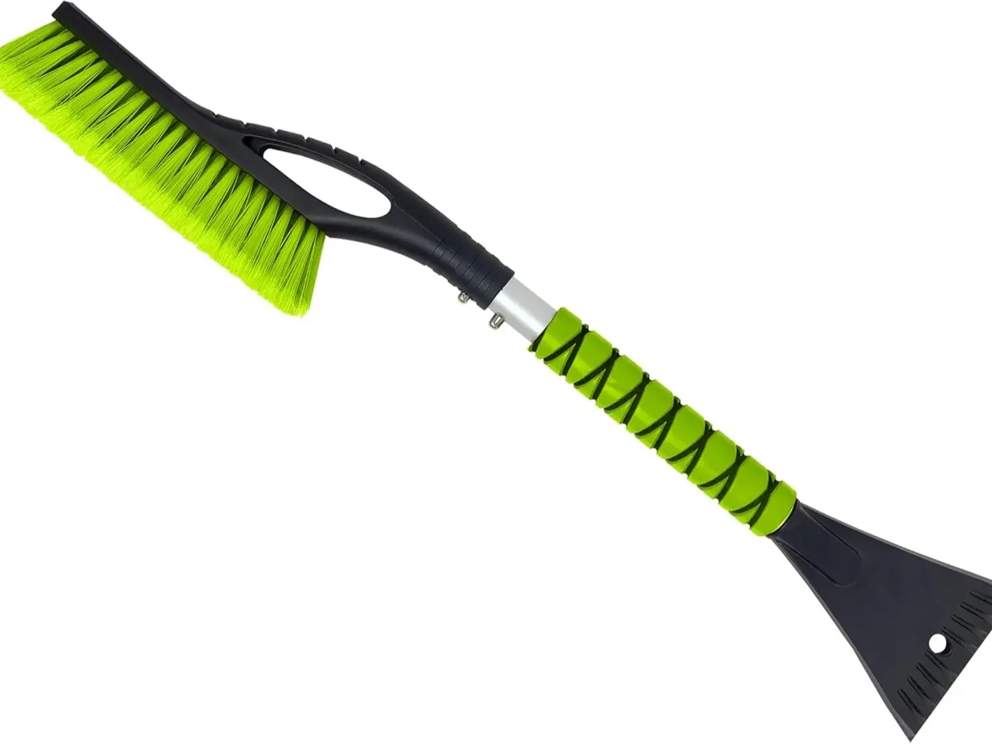 Autovir 27" Snow Brush and Ice Scrapers for Car Windshield (1 Pack), Window Ice and Snow Scraper with Ergonomic Foam Grip, Snow Windshield Scraper with Aluminum Body, Winter Car Accessories (Green)