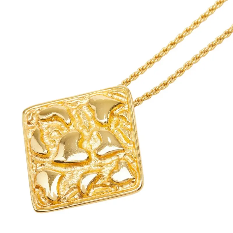 Pre-owned Yves Saint Laurent Gold-plated Small Leather Goods Saint Laurent Heart Square Necklace