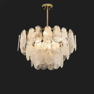 Homary Cloude Modern 6-Light Tiered Cloud Glass Chandelier Adjustable Hanging Rod