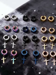 Fashion Hip Hop Stainless Steel Ear Clips Set, Multiple Colors Available, Ideal for Daily Use or Parties, Perfect Gift for Friends and Family