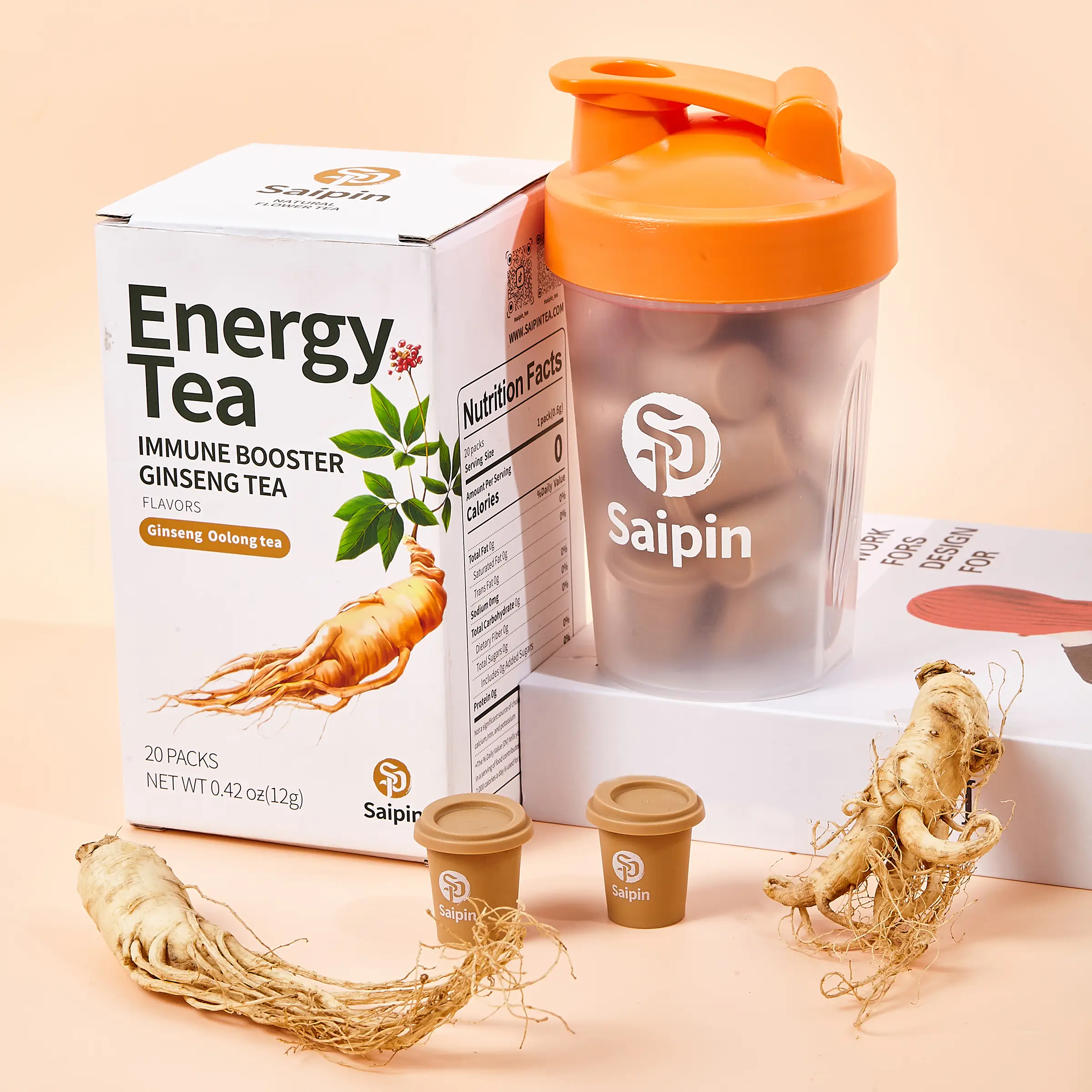 SAIPIN -Ginseng Power - Freeze-Dried Pure Ginseng Tea for Immune Support & Mental Stamina - No Sugar Non-GMO Herbal Beverage - 3S Instant Ginseng Tea