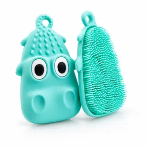 Cute Silicone Bath Scrubber for Kids & Adults, Soft Gentle Exfoliating Shower Body Brush with Dense Bristles, Cartoon Body Wash Scrubber with Hanging Loop