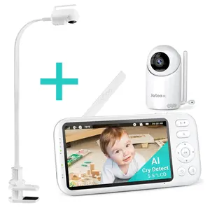 Jartoo 2K Video Baby Monitor with 5.5" Full HD Screen, Clip Mount Included, 1860ft Long Range No WiFi Two Way Talk Camera and Audio, Portable, Night Vision, AI Cry Detect, 6000mAh