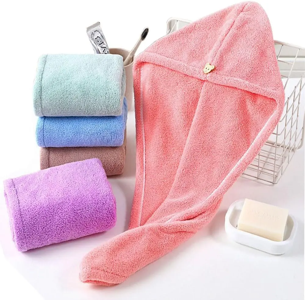 5 Pack Microfiber Hair Towel, Women Soft Shower Towels, Hair Turbans for Wet Hair, Drying Hair Wrap Towels for Curly Hair Anti Frizz (25 x 65cm)