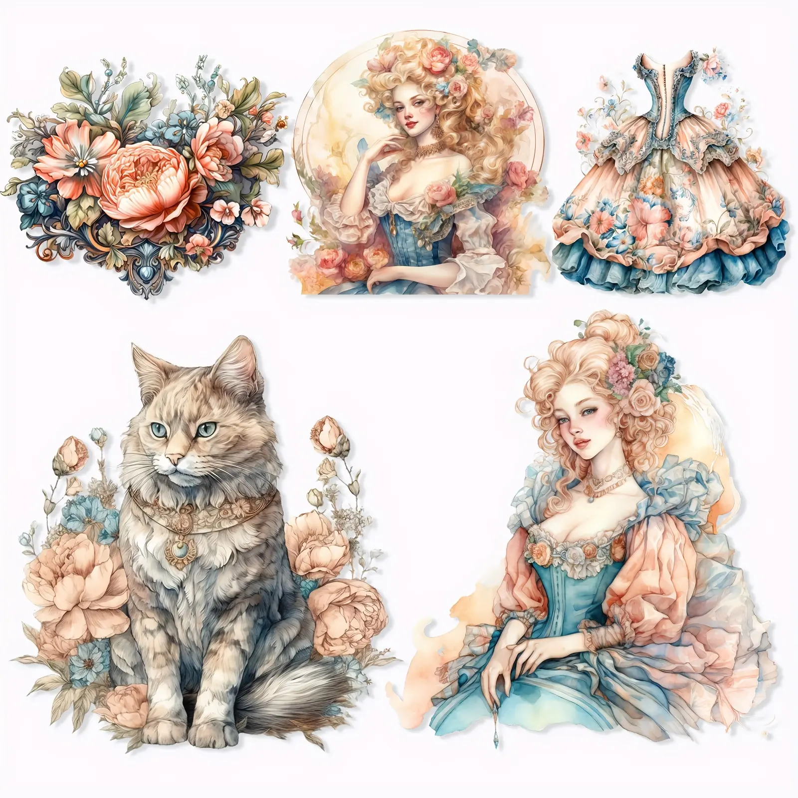 99pieces Princess Themed Self-adhesive Stickers, Decorative Stickers, DIY Crafts Decals, Holiday Decorations, Scrapbooking Supplies, Journal Supplies, Water Bottle, Greeting Card Decoration, Arts Crafts, Diary Accessories, Stationery Lovers
