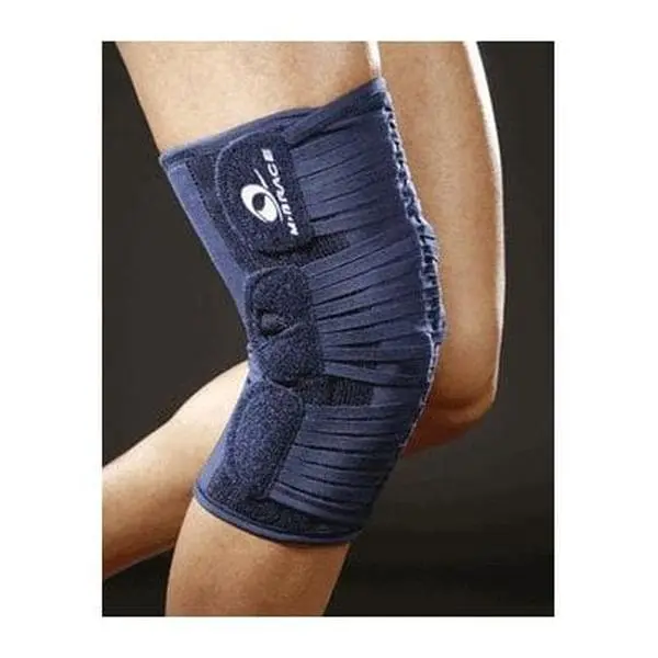 Unisex 4XL Adjustable Hinged Knee Brace for Right Leg - Steel Coil, Aluminum Hinges, Removable Buttress, Patella Tracking Stabilizer, Elastic Straps, Cotton Layer Breathable Fit, Blue, 23.7In-26.1In Thigh-To-Calf