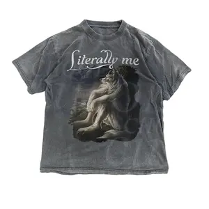 Wolf Funny Vintage T-Shirt Retro Meme Tee Alpha Wolf Graphic Design Crewneck Shortsleeve Loose Oversized Meme Casual Top for Men